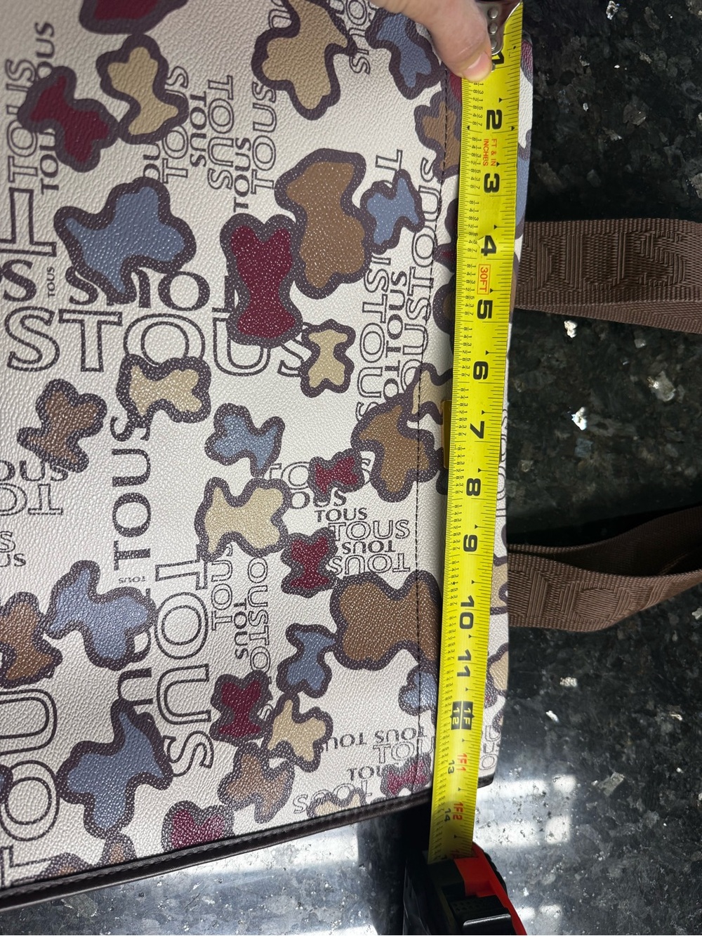 TOUS Beige Tote with Brown Handles and Multicolor Floral Motif - Picture 7 of 16